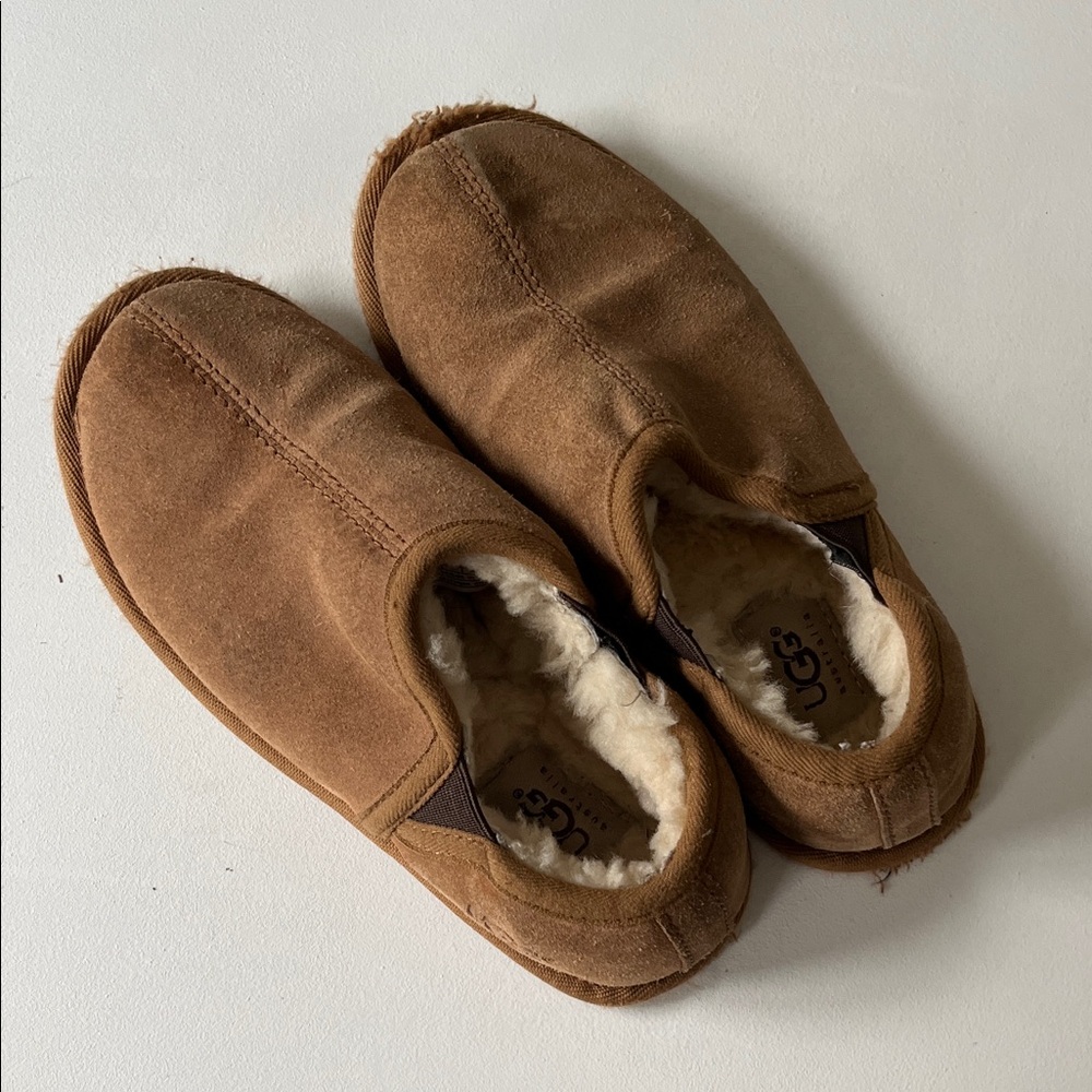 UGG Chestnut Suede Shearling-Lined Slippers